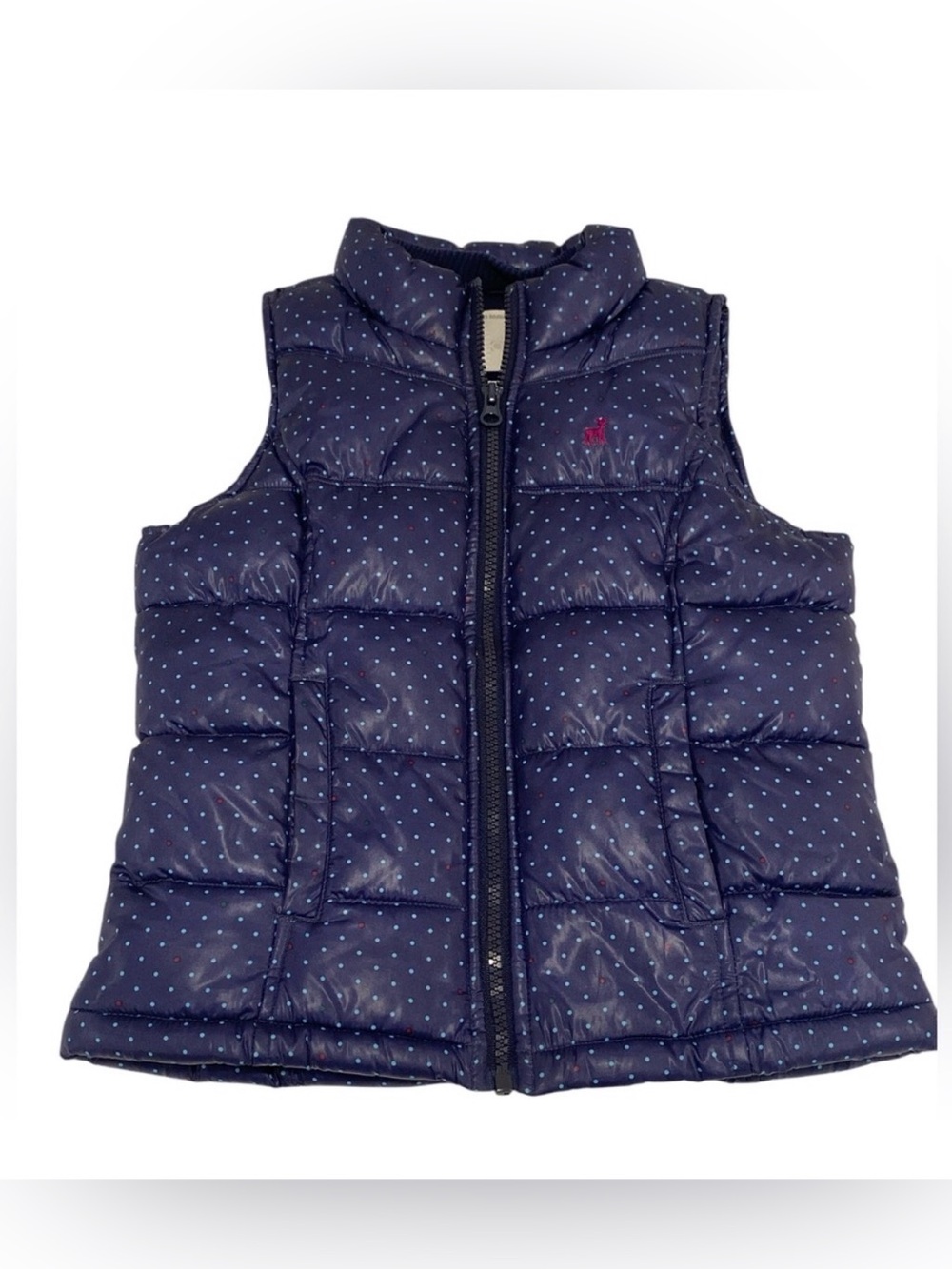 Old Navy Dark Blue Polka Dots Winter Vest Girls Small - NWOT